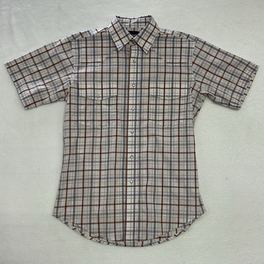 Wrangler Pearl Snap Short Sleeve Plaid‎ Shirt sz Mediumm